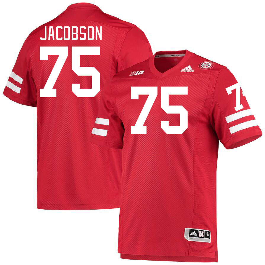 #75 Larry Jacobson Nebraska Cornhuskers Jerseys Football Stitched-Red
